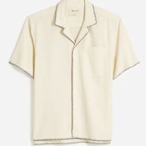 Madewell Cream and Black Casual Button Down Shirt